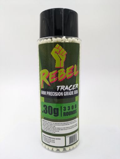 Rebel Precision 6mm BBs 3300ct Bottle - 0.30g Tracer Green