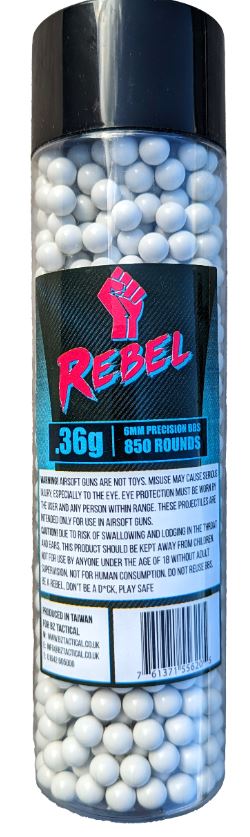 Rebel Precision Heavyweight BIO 6mm BBs 850pcs Bottle - 0.36g